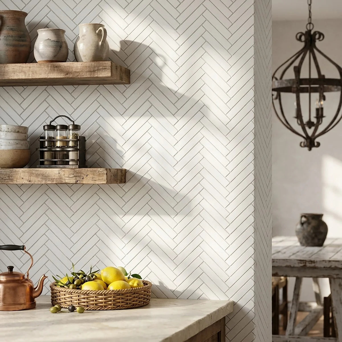 Lymra Limestone Cream mosaic, product image. Premium limestone for floors and walls.