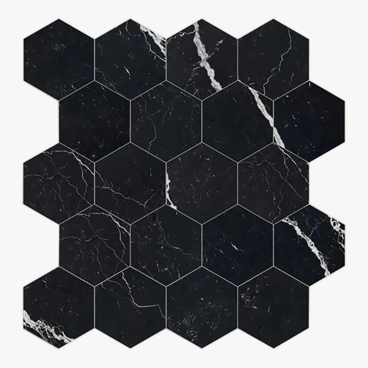 Nero Marquina Polished Marble Black mosaic, primary product image. Premium marble for floors and walls.