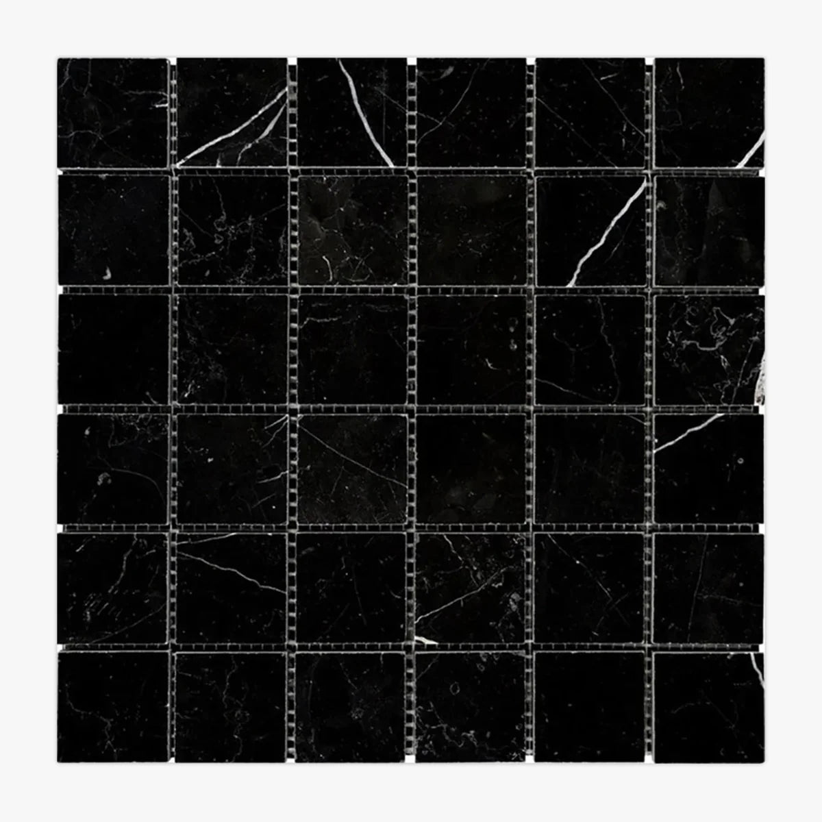 Nero Marquina Polished Marble Black mosaic, primary product image. Premium marble for floors and walls.