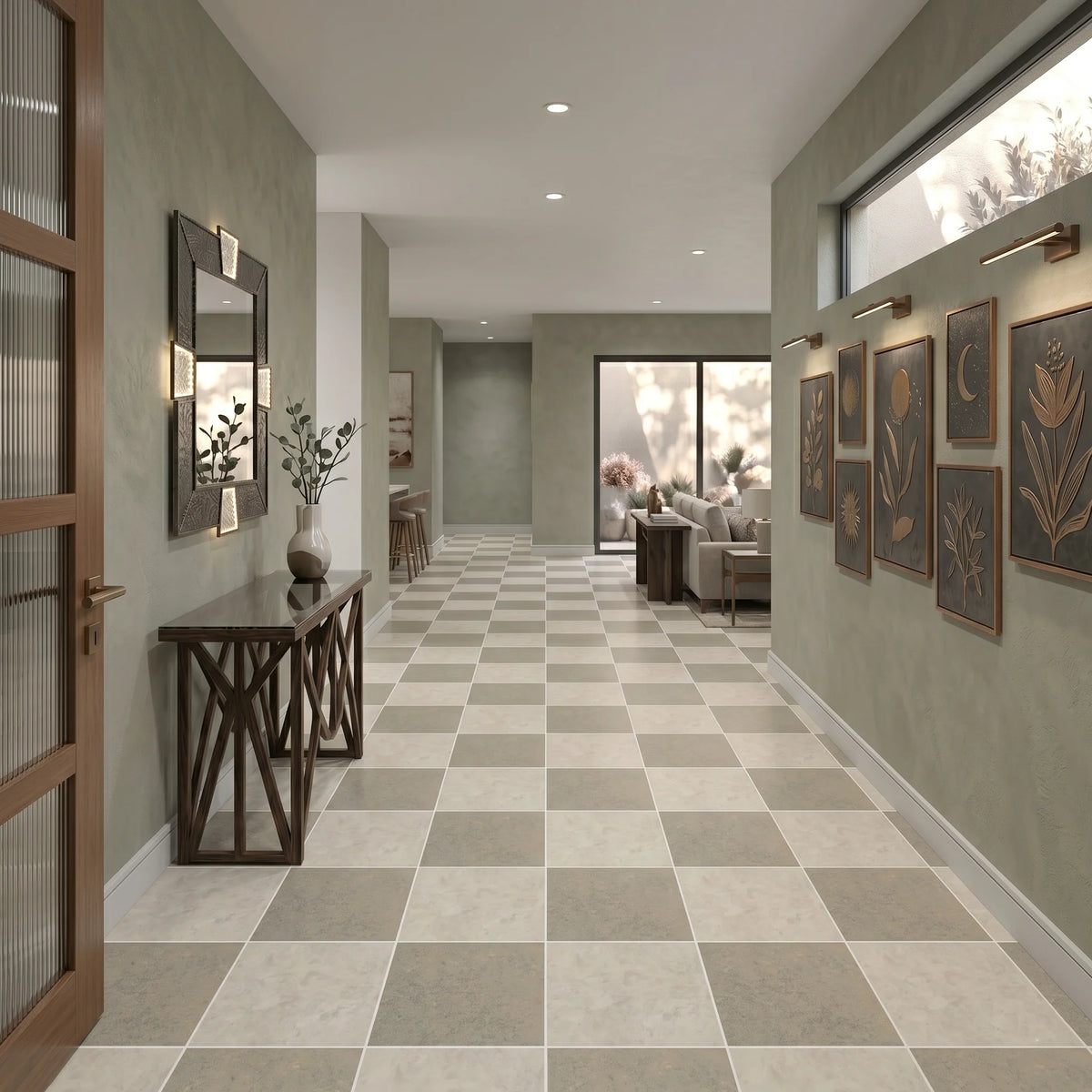 Checkerboard Patterns Multicolor checkerboard tile, product image. Premium limestone for floors and walls.
