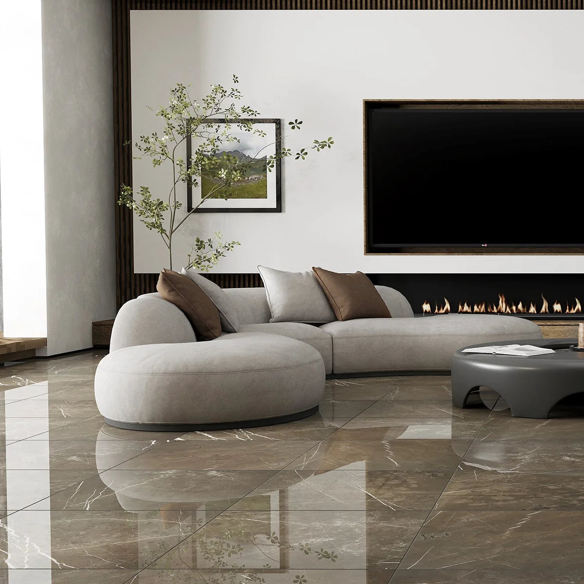 Essentials Natural Stone Gray field tile, product image. Premium marble for floors and walls.