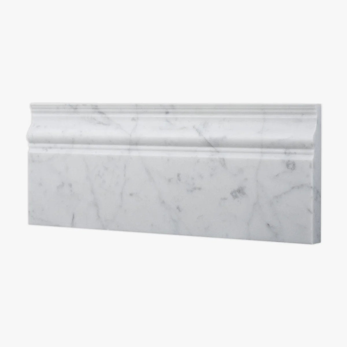 White Carrara Polished Marble White moulding, product image. Premium marble for floors and walls.