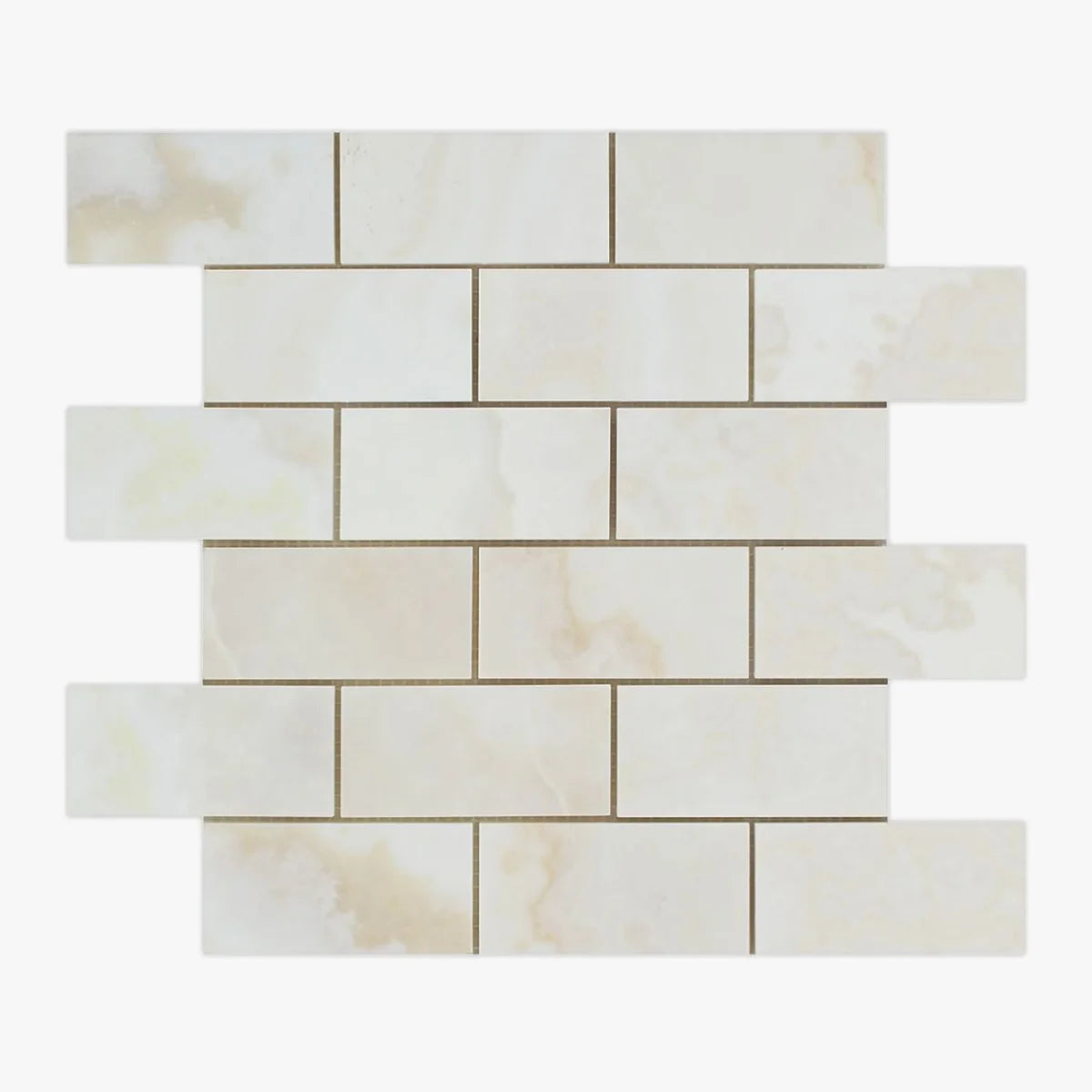 White Onyx White mosaic, primary product image. Premium onyx for floors and walls.