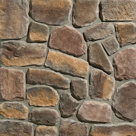 Fieldstone Buckingham manufactured stone accessories by Ply Gem, primary product image, 4"–12"×6"–20"×1 1/2" size. Premium manufactured stone for exterior and interior walls.