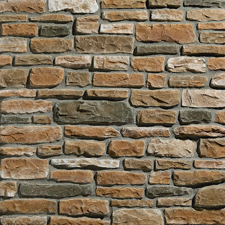 Shadow Ledgestone Autumn manufactured stone accessories by Ply Gem, primary product image, 3"–6"×6"–18"×1 1/2" size. Premium manufactured stone for exterior and interior walls.