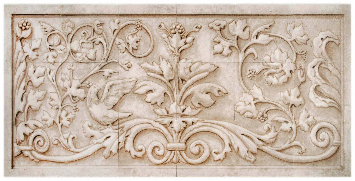 Belle Natural field tile, top-down product view, 6"×6"×3/8" size. Premium travertine for floors and walls.