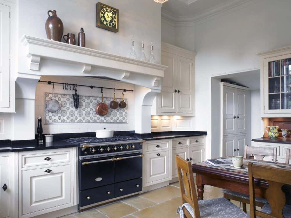 Chapman Almond field tile, lifestyle installation view, 6"×6"×3/8" size. Premium marble for floors and walls.