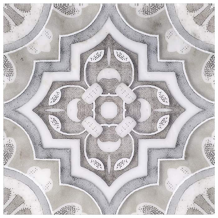 Del Rey Oyster field tile, top-down product view, 12"×12"×3/8" size. Premium dolomite for floors and walls.