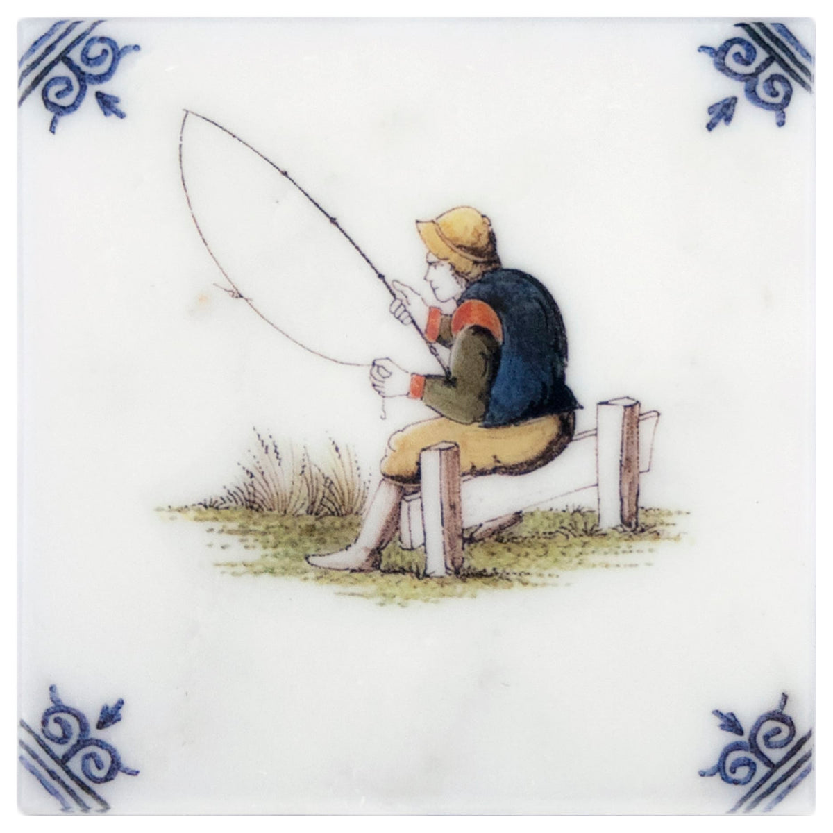 Delft At Play field tile, alternate product view, 4"×4"×3/8" size. Premium travertine for floors and walls.