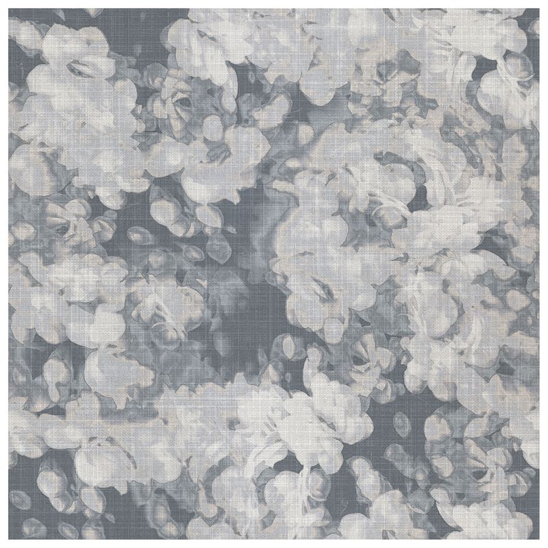 French Floral Aged Grey wallcovering, top-down product view