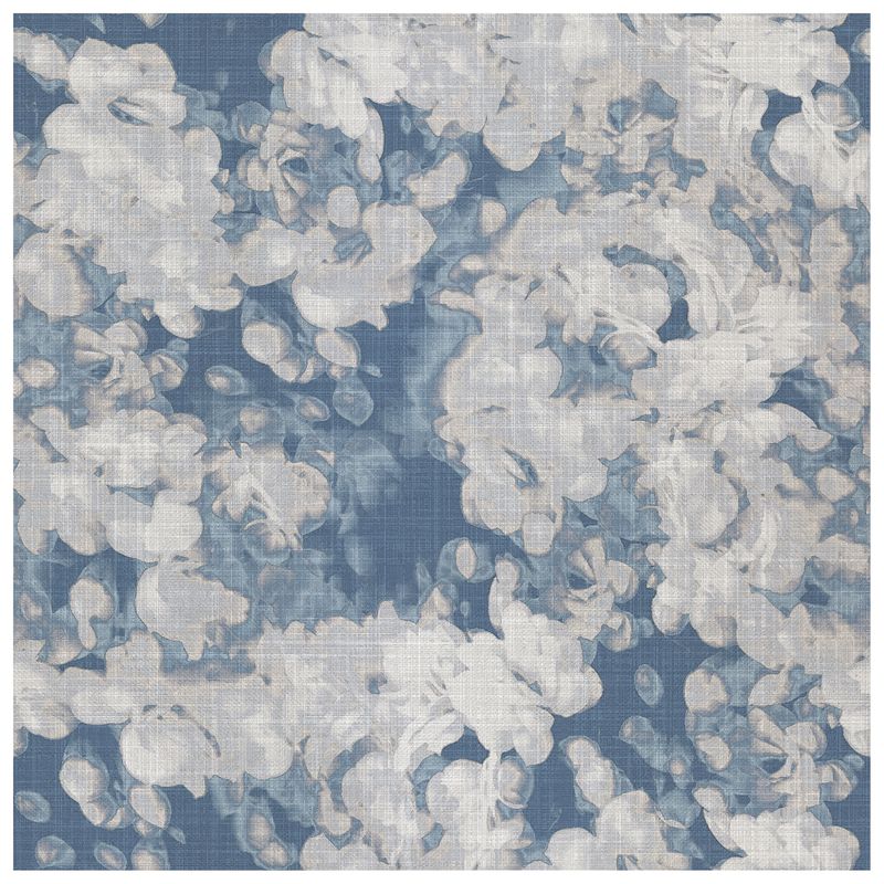 French Floral Vivid Blue wallcovering, top-down product view