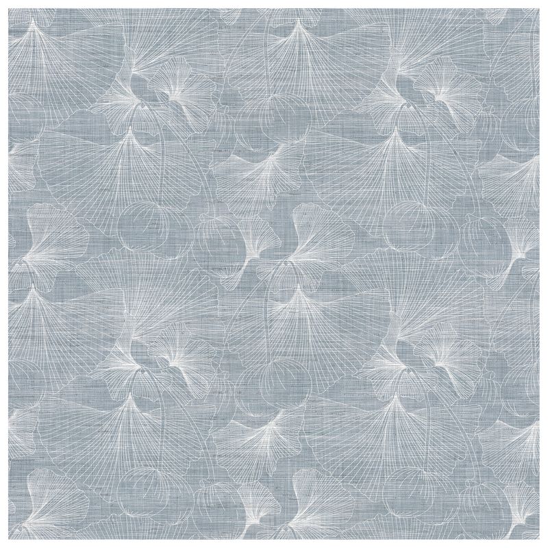 Ginkgo Petal Blue wallcovering, top-down product view