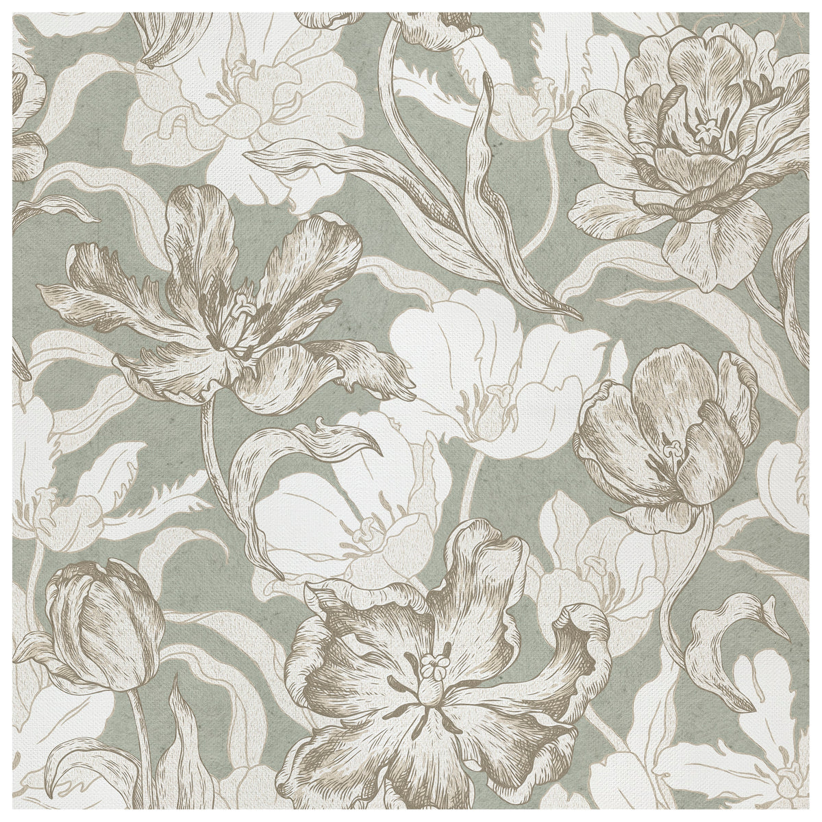 Grandiflora Sage Ink wallcovering, top-down product view