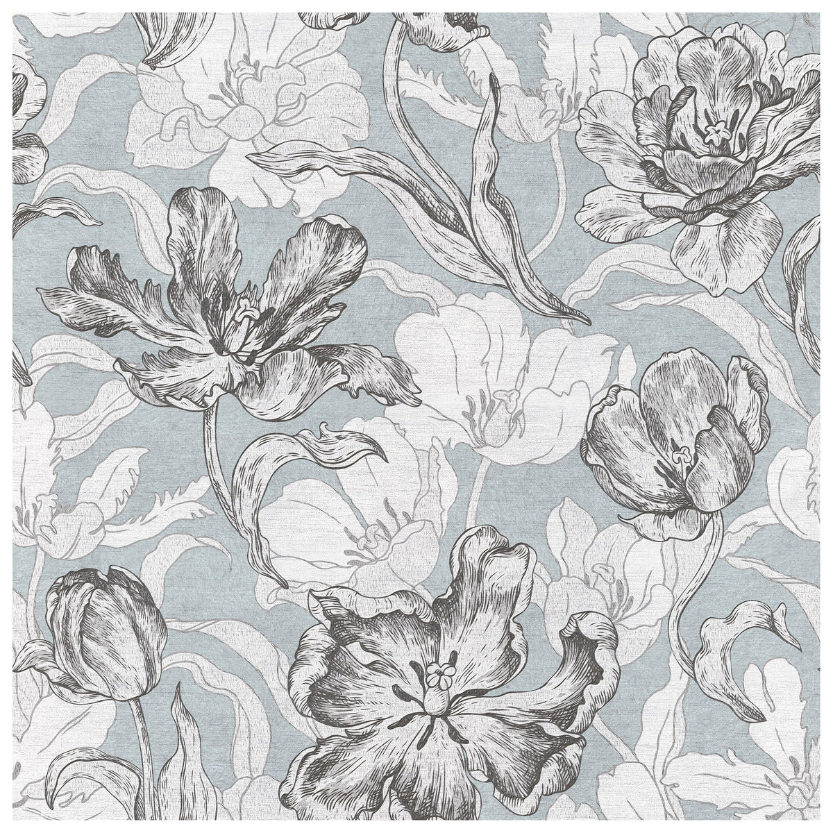 Grandiflora Steel Sky wallcovering, top-down product view