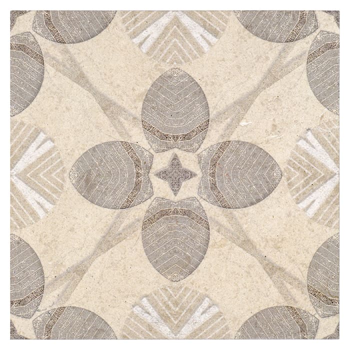 Harper Birchwood field tile, top-down product view, 6"×6"×3/8" size. Premium limestone for floors and walls.