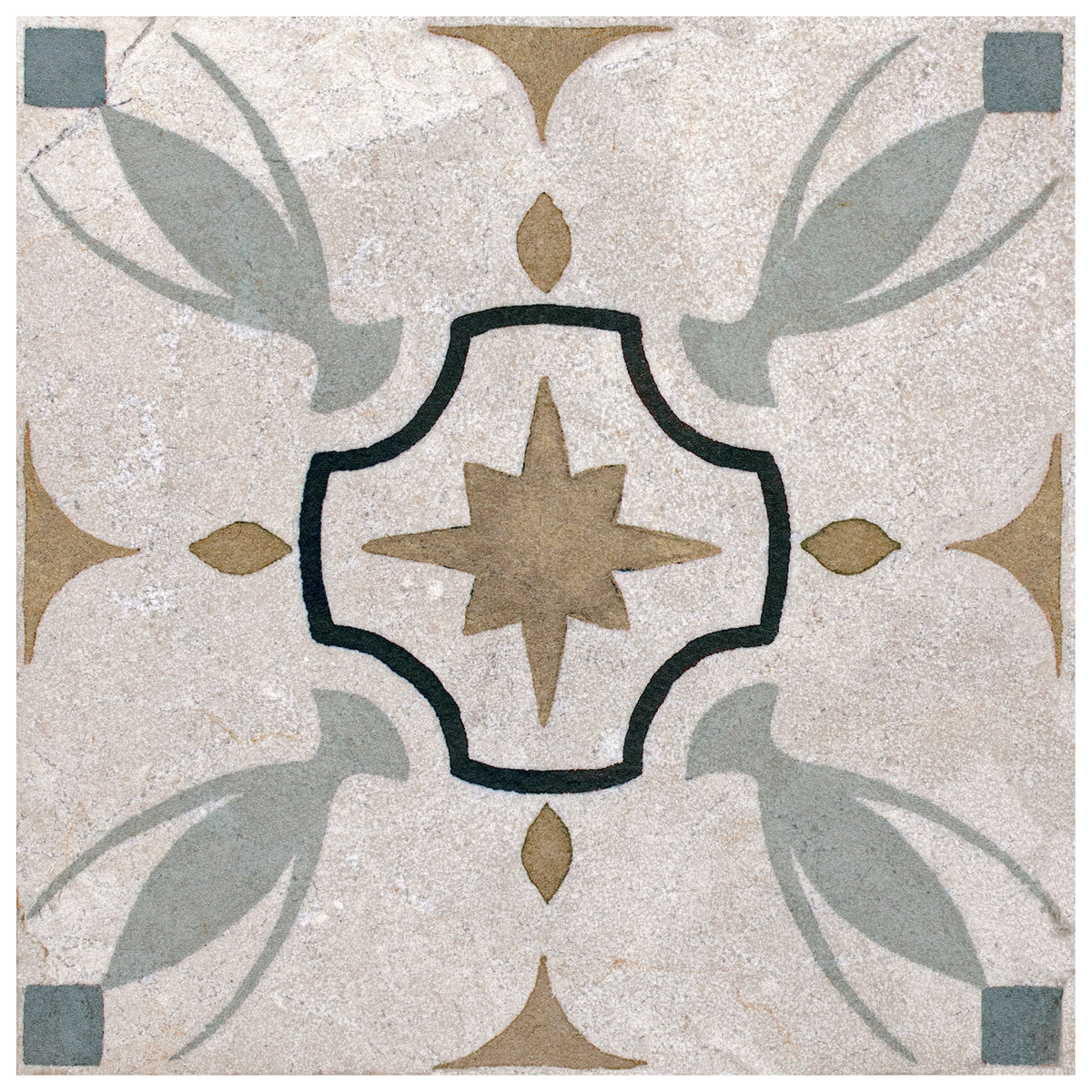 Hermosa Bronze field tile, top-down product view, 6"×6"×3/8" size. Premium limestone for floors and walls.