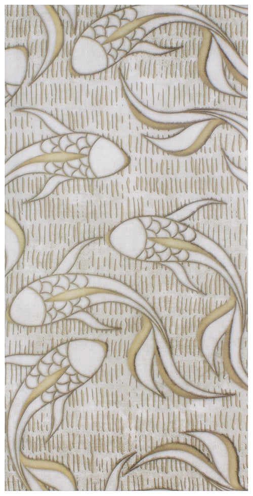 Koi Almond Milk field tile, top-down product view, 12"×24"×3/8" size. Premium limestone for floors and walls.