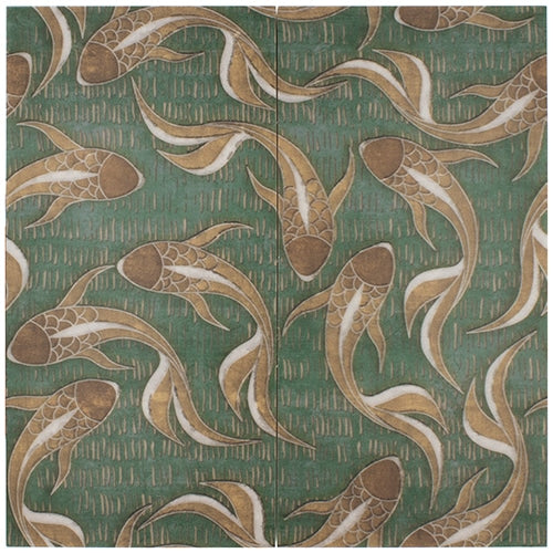 Koi Emerald Bronze field tile, primary product image, 12"×24"×3/8" size. Premium limestone for floors and walls.