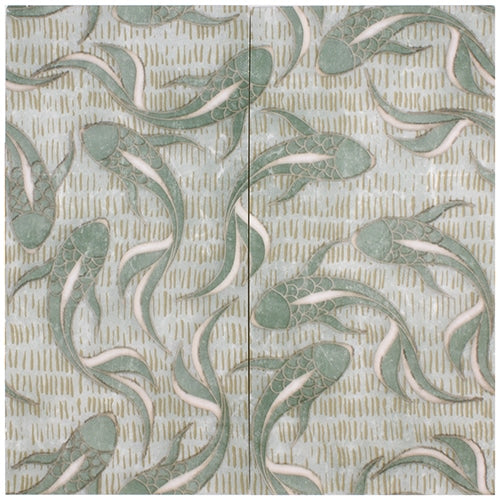 Koi Jade field tile, primary product image, 12"×24"×3/8" size. Premium limestone for floors and walls.