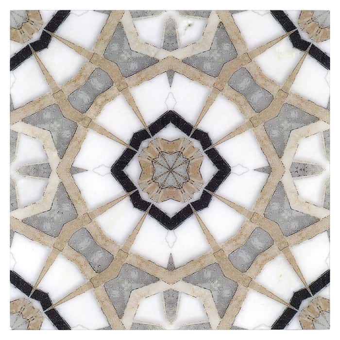 Leo Bronze field tile, top-down product view, 6"×6"×3/8" size. Premium dolomite for floors and walls.