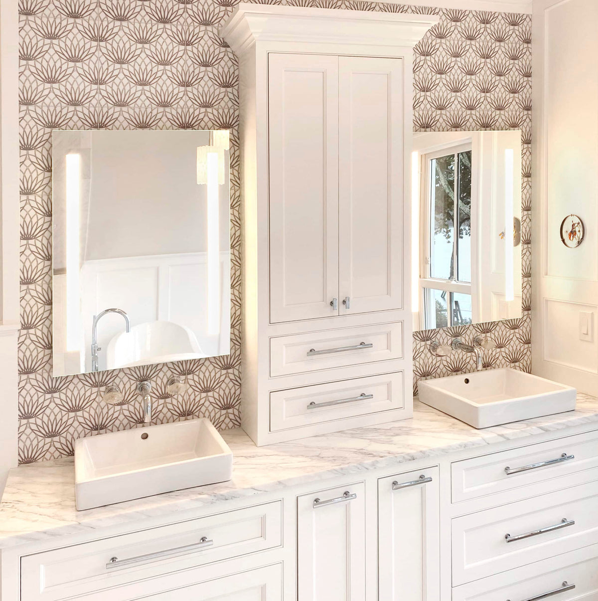 Stone Impressions Lotus tile in a room setting — available at Surface Group