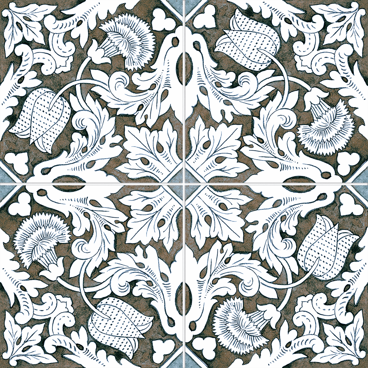 Madison Arctic Blue field tile, top-down product view, 6"×6"×3/8" size. Premium travertine for floors and walls.