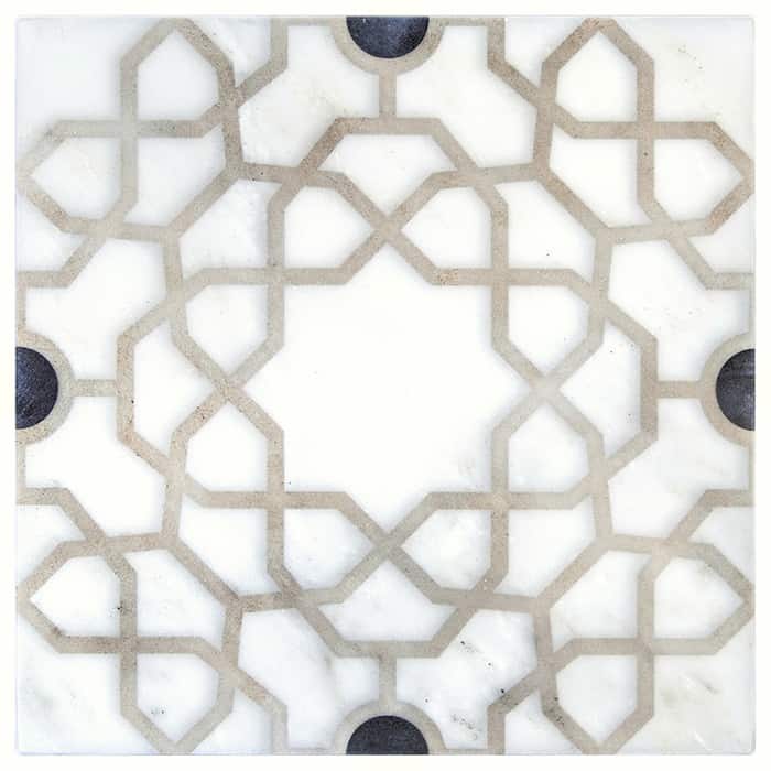 Medina Onyx field tile, top-down product view, 6"×6"×3/8" size. Premium dolomite for floors and walls.
