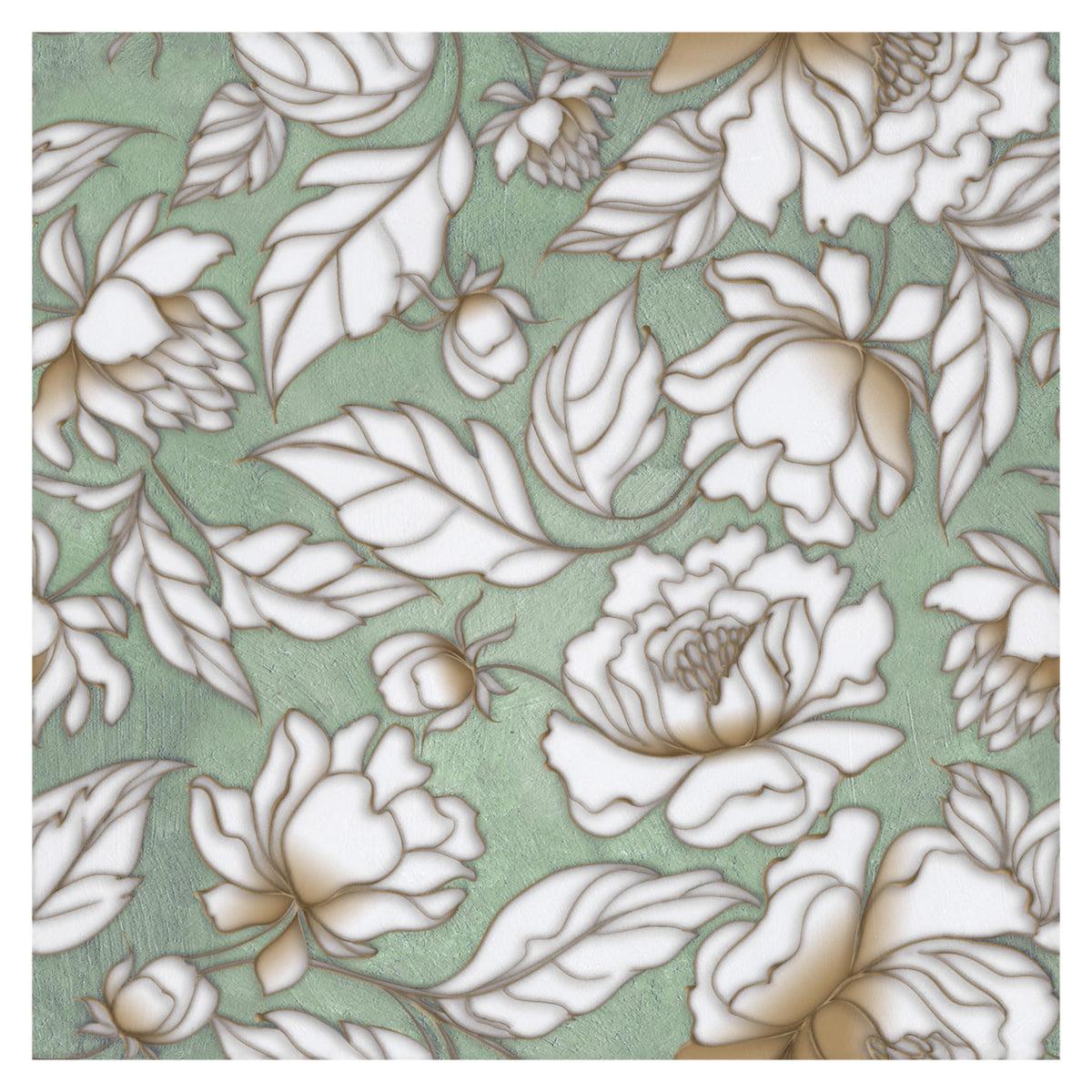 Melrose Green Glimmer field tile, top-down product view. Field tile for floors and walls.