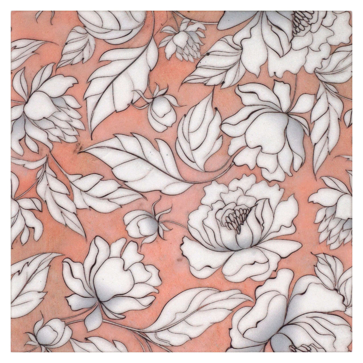 Melrose Sunlit Coral field tile, top-down product view. Field tile for floors and walls.