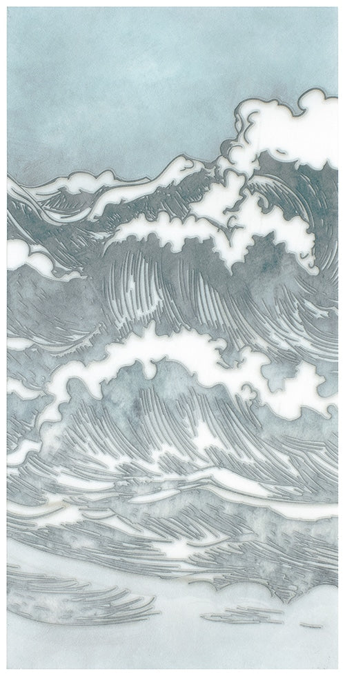 Numi Classic Blue field tile, top-down product view, 12"×24"×3/8" size. Premium limestone for floors and walls.