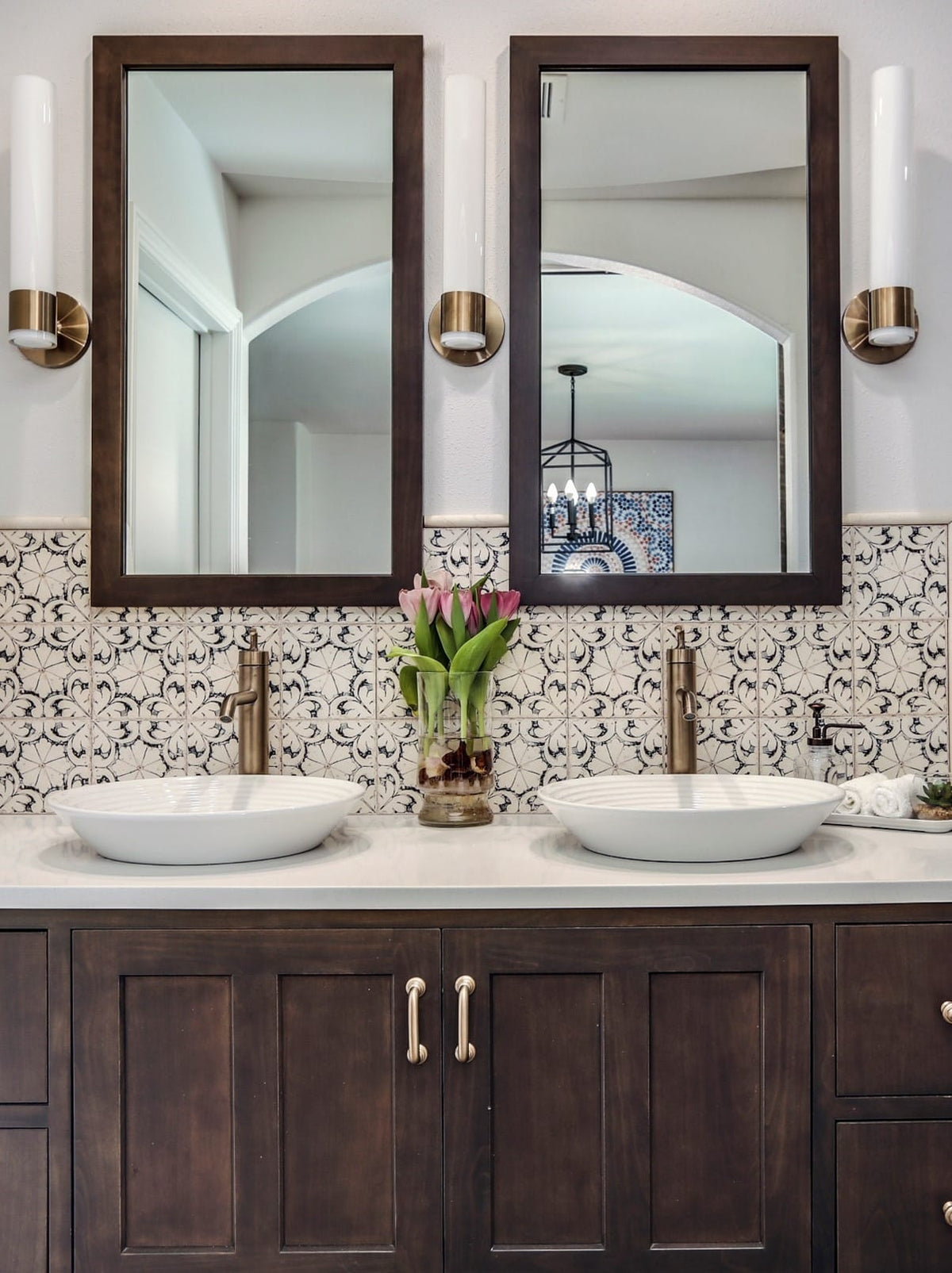 Oasis Black field tile, lifestyle installation view, 6"×6"×3/8" size. Premium dolomite for floors and walls.