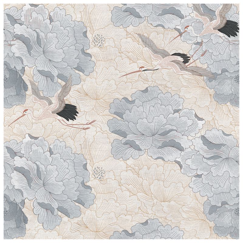Peony Flight Moonlit Horizon wallcovering, top-down product view
