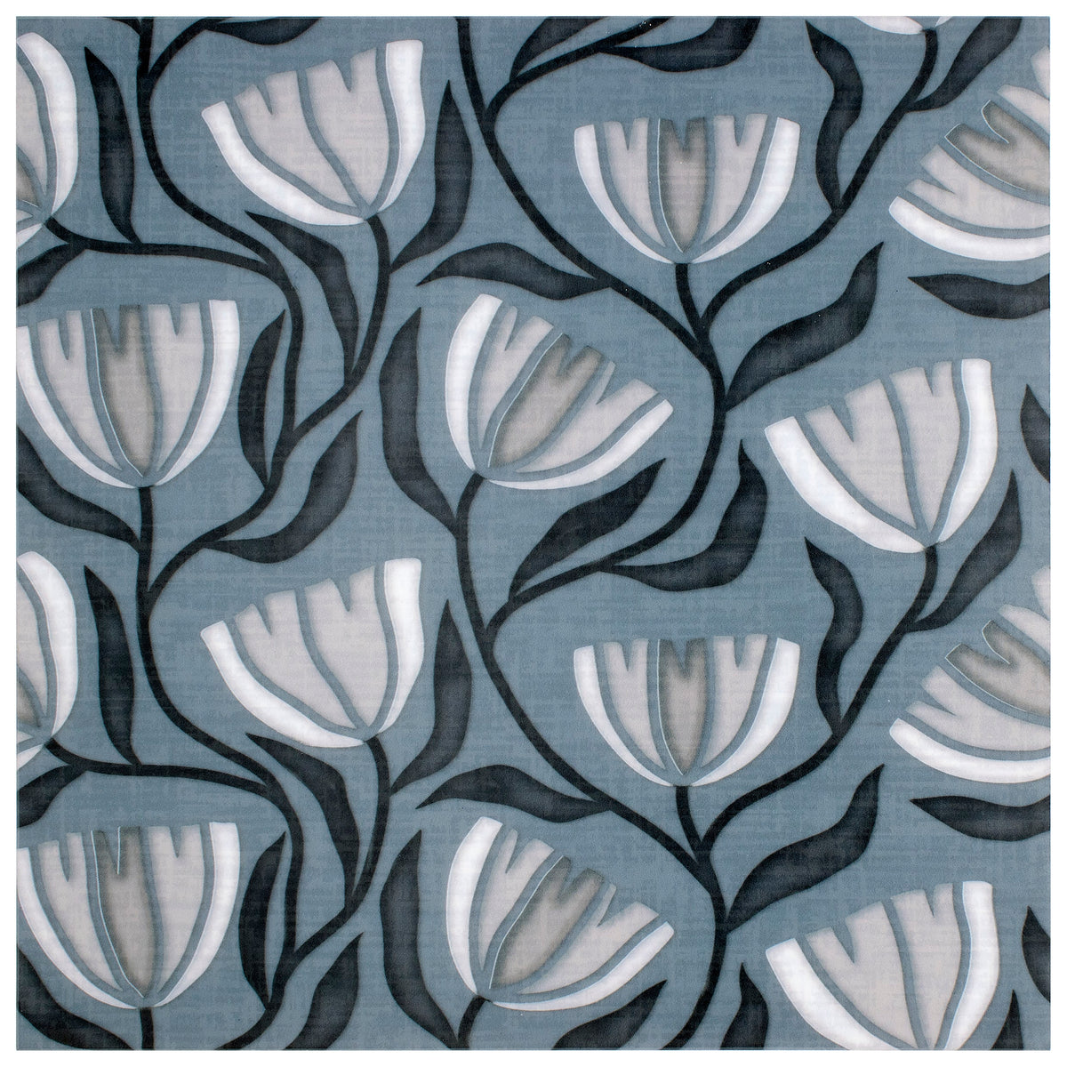 Posy Cornflower Blue field tile, alternate product view, 6"×6"×3/8" size. Premium dolomite for floors and walls.