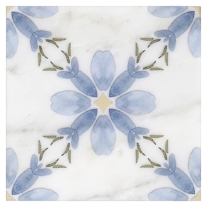 Primrose French Blue field tile, alternate product view, 6"×6"×3/8" size. Premium limestone for floors and walls.