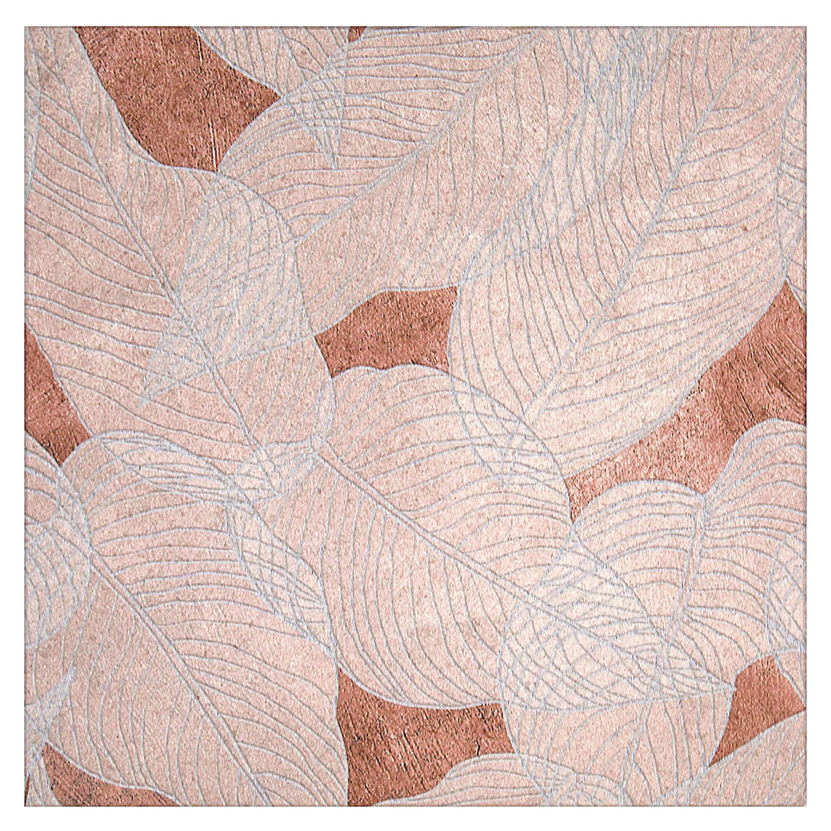 Rainforest Clay field tile, top-down product view, 12"×12"×3/8" size. Premium travertine for floors and walls.