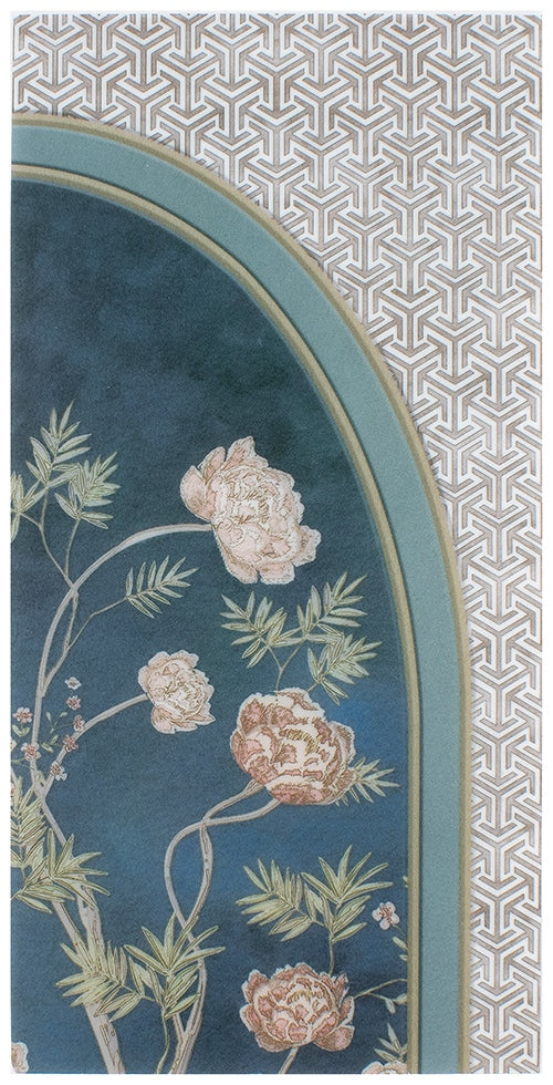Secret Garden Navy field tile, top-down product view, 6"×12"×3/8" size. Premium limestone for floors and walls.