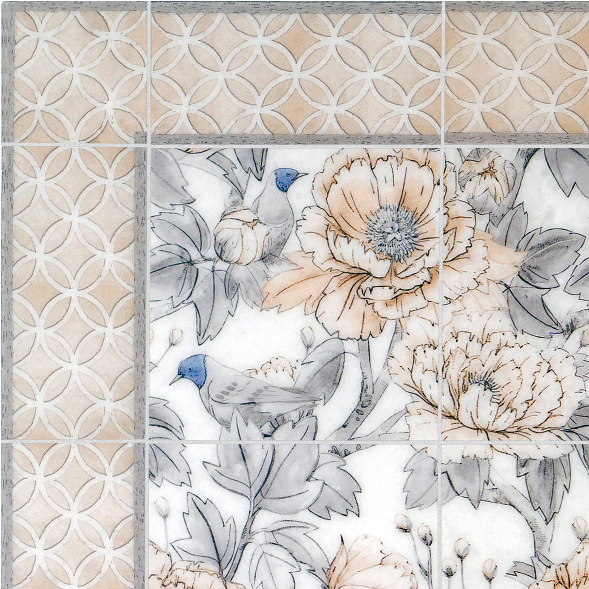 Spring Garden Sky Blue field tile, product image, 3"×3"×3/8" size. Premium travertine for floors and walls.