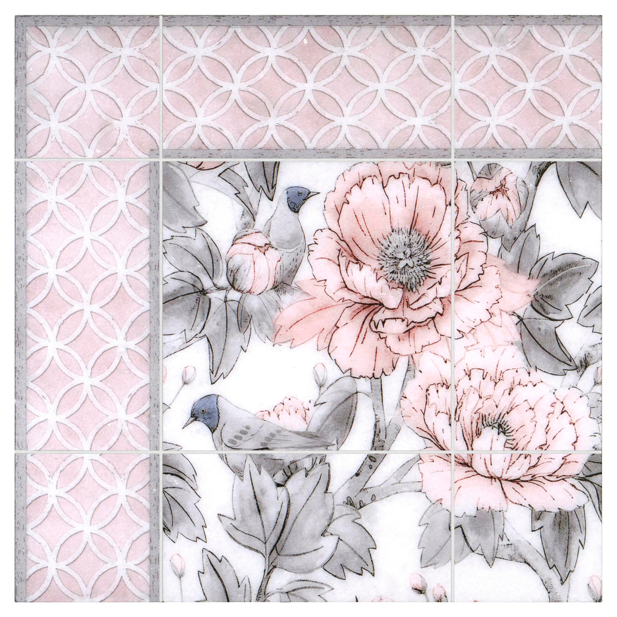 Spring Garden Sky Blue field tile, product image, 3"×3"×3/8" size. Premium travertine for floors and walls.
