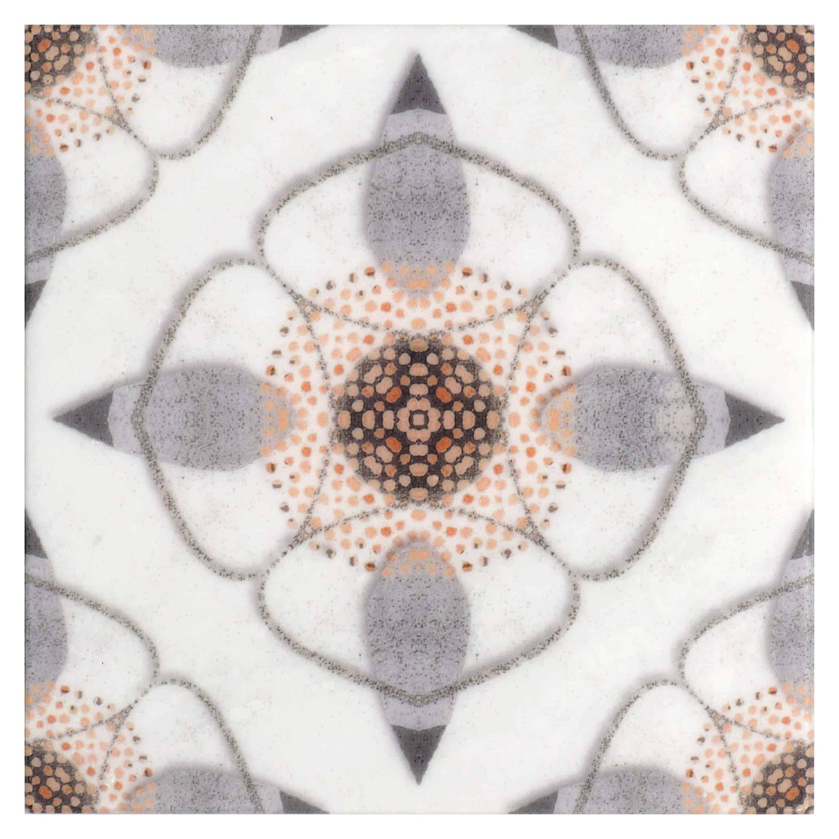 Starling Caviar field tile, top-down product view, 12"×12"×3/8" size. Premium travertine for floors and walls.
