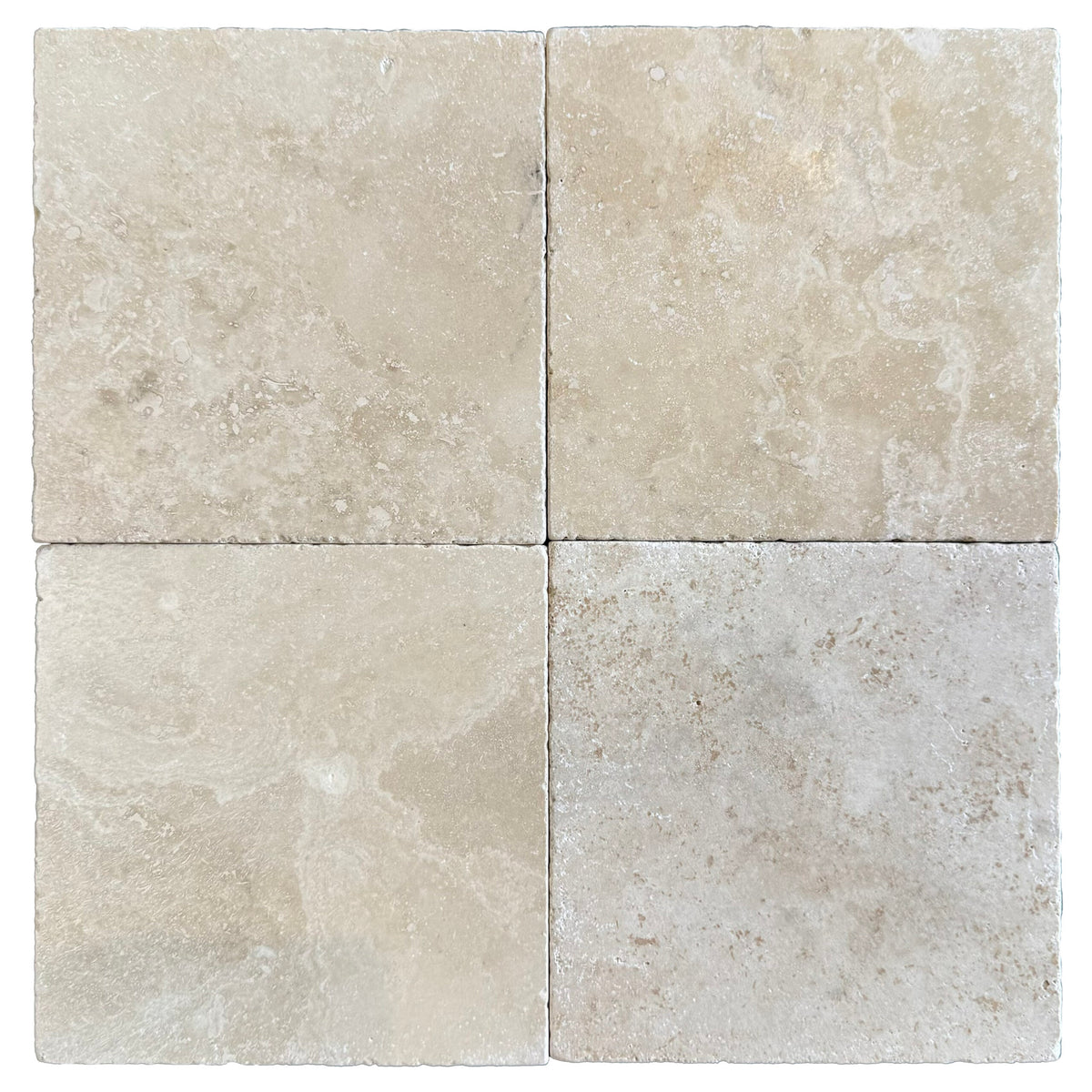 Durango field tile, product image, 12"×12"×3/8" size. Premium travertine for floors and walls.