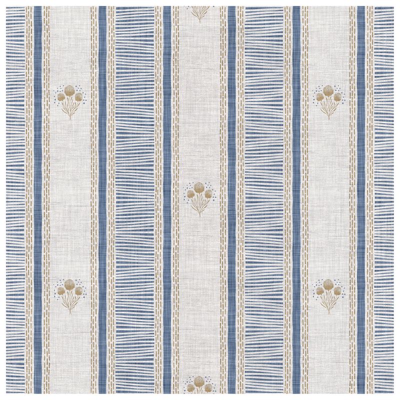 Wanderlust Floral Blue Gold wallcovering, top-down product view