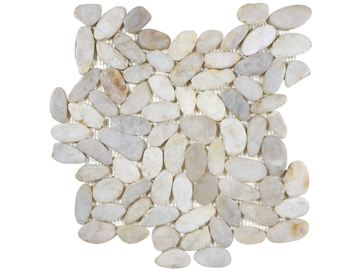 ZEN: Fiji Cream Flat Pebble Pebble Mosaic (11 13/16"×11 13/16"×3/8" | Polished | Rectified)