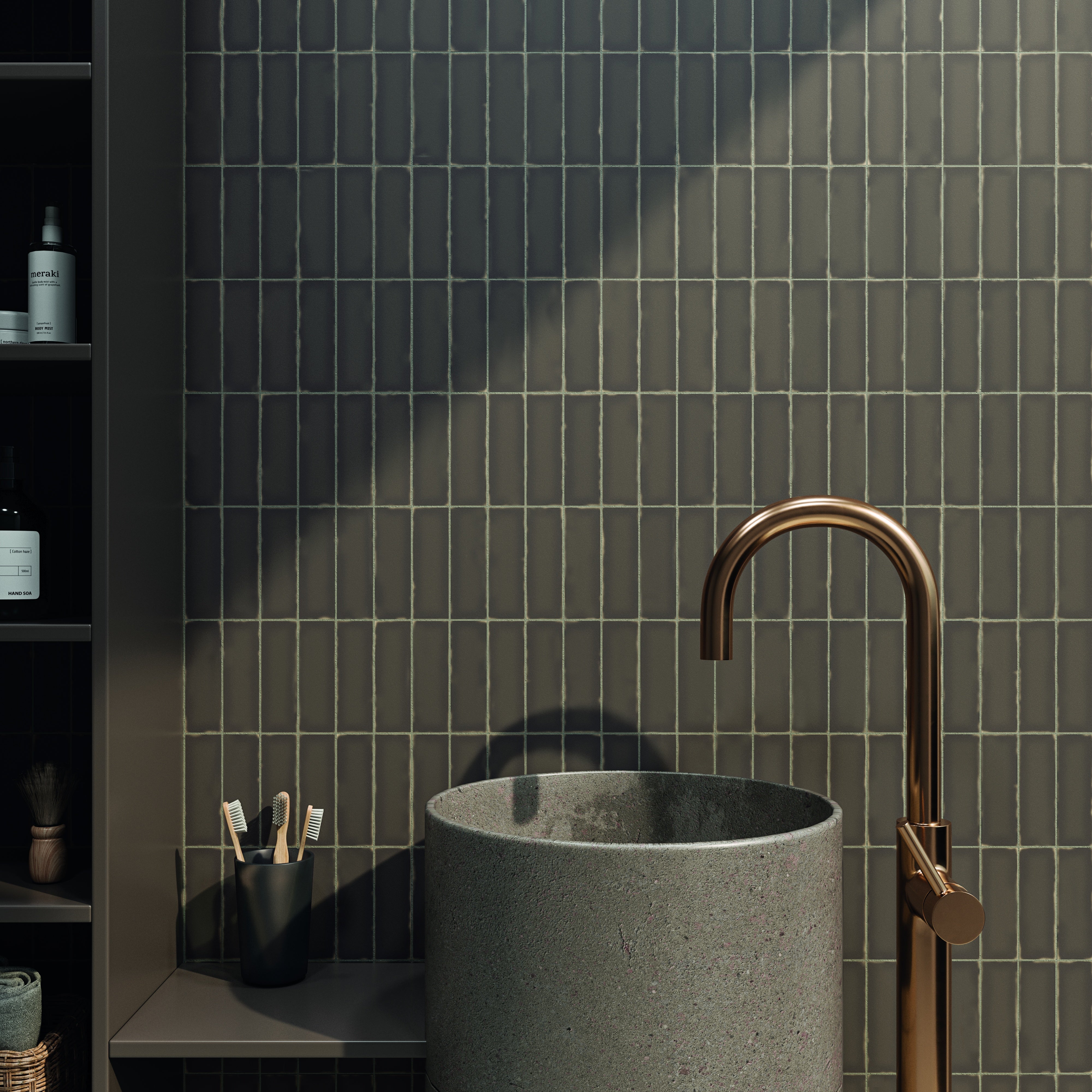 CHALK: Shadow Rectangle Field Tile (1.6"x5"x8-mm | matte)