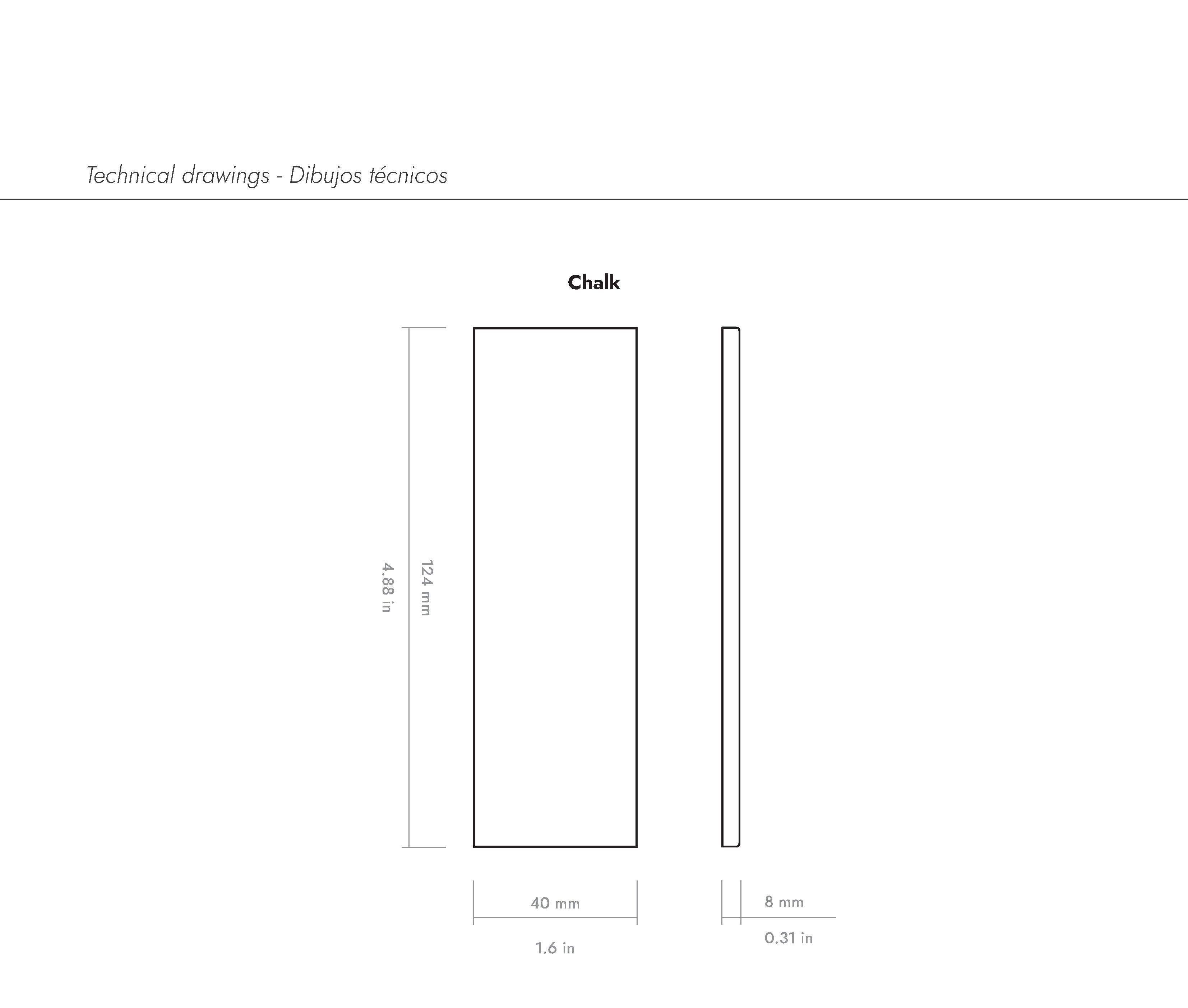 CHALK: Talc Finishing Edge Trim Tile (0.3"x5" | matte)