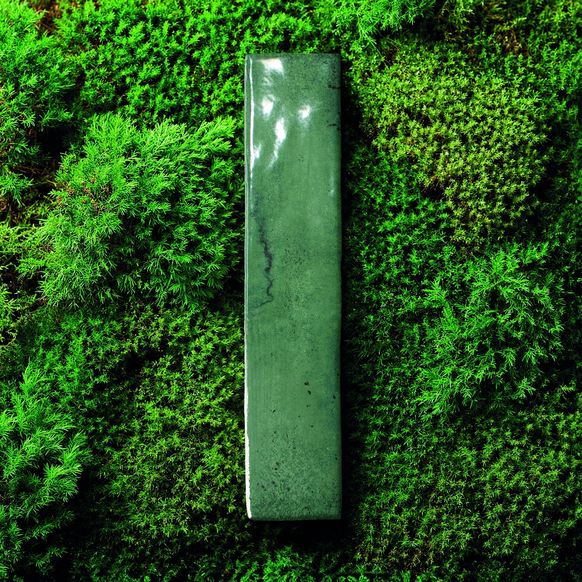 ENAMEL: Moss Rectangle Field Tile (2"x10"x8.5-mm | glossy)