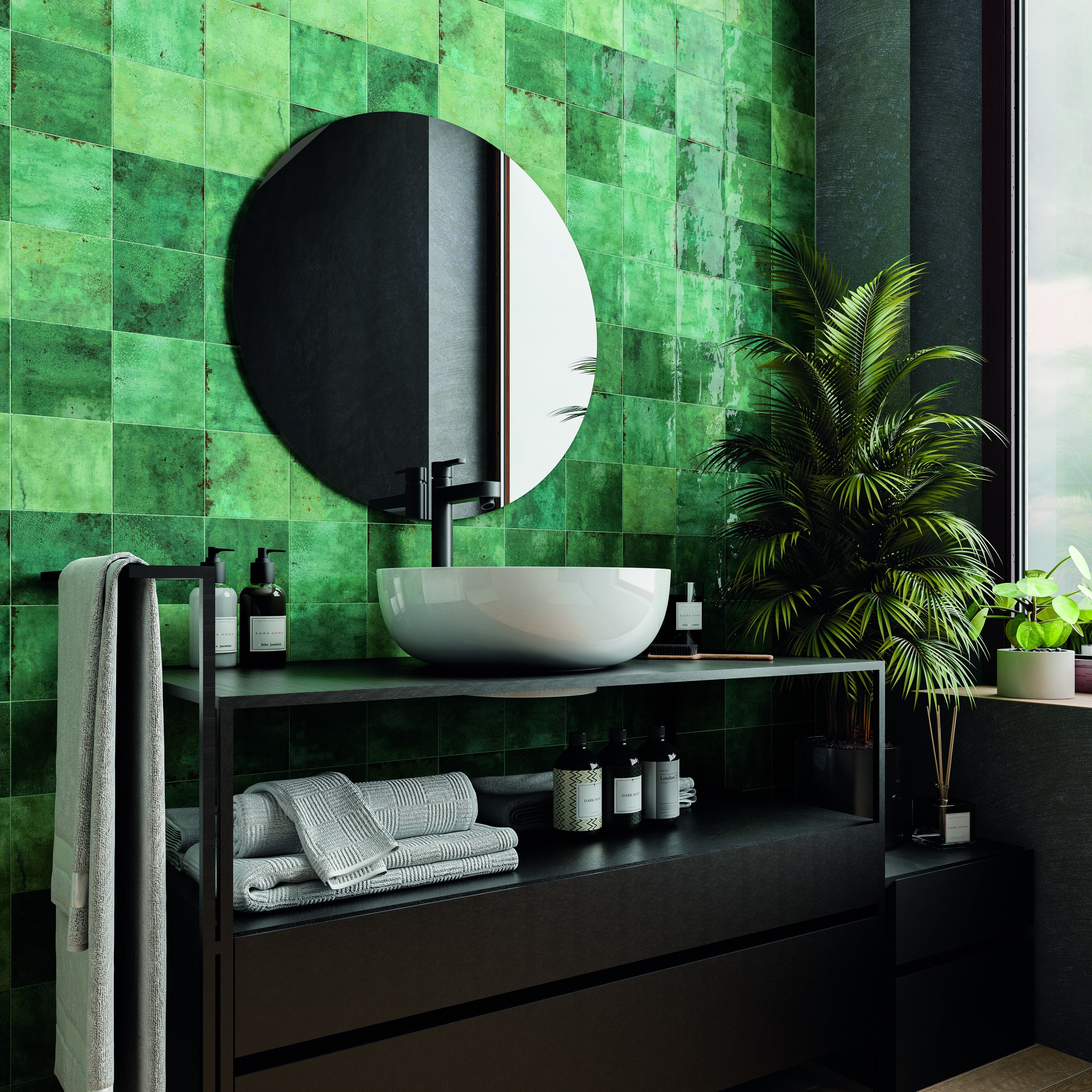 ENAMEL: Moss Square Field Tile (5"x5"x8.5-mm | glossy)
