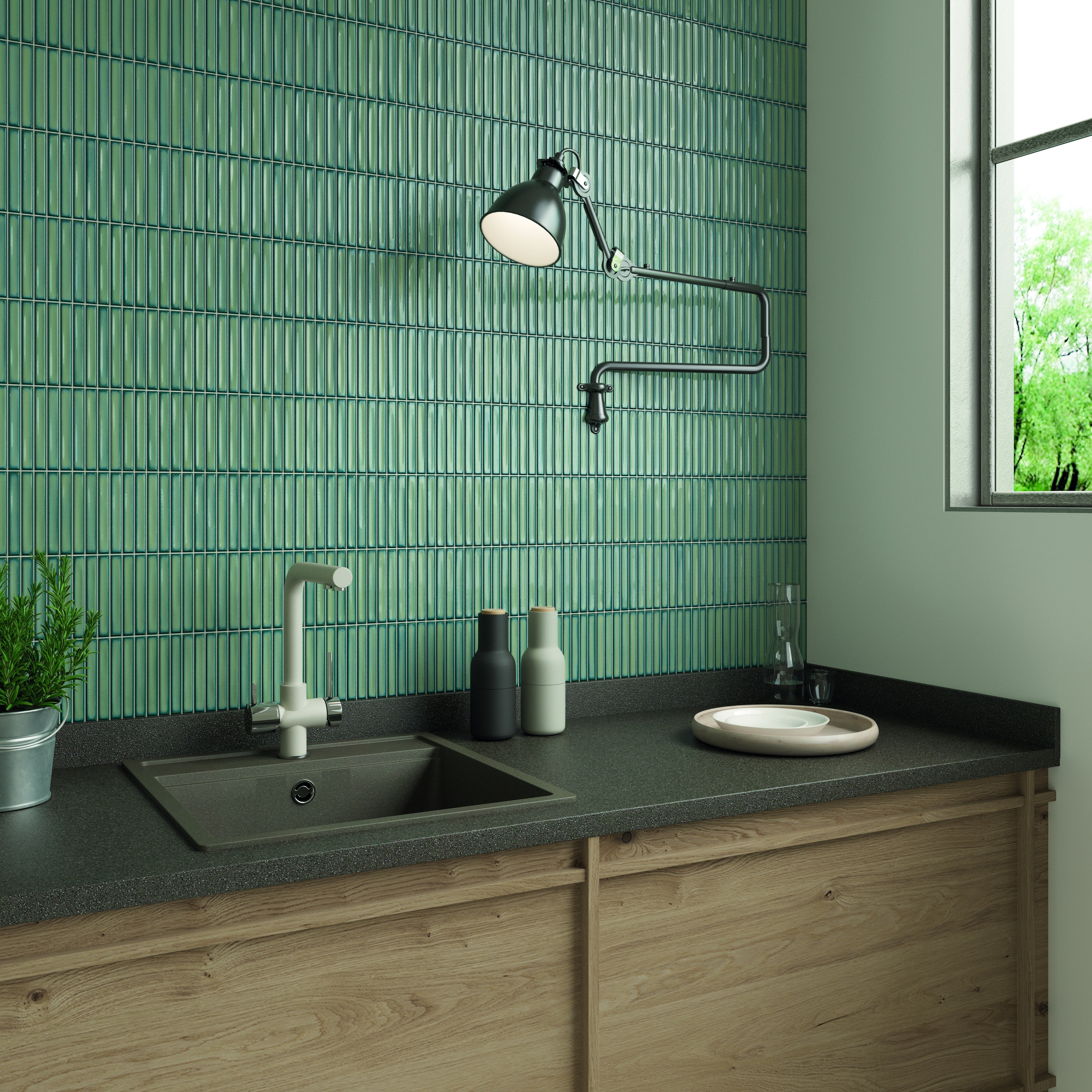 OSAKA BARS: Green Straight Stack Mosaic (5"x10"x10.5-mm | glossy)