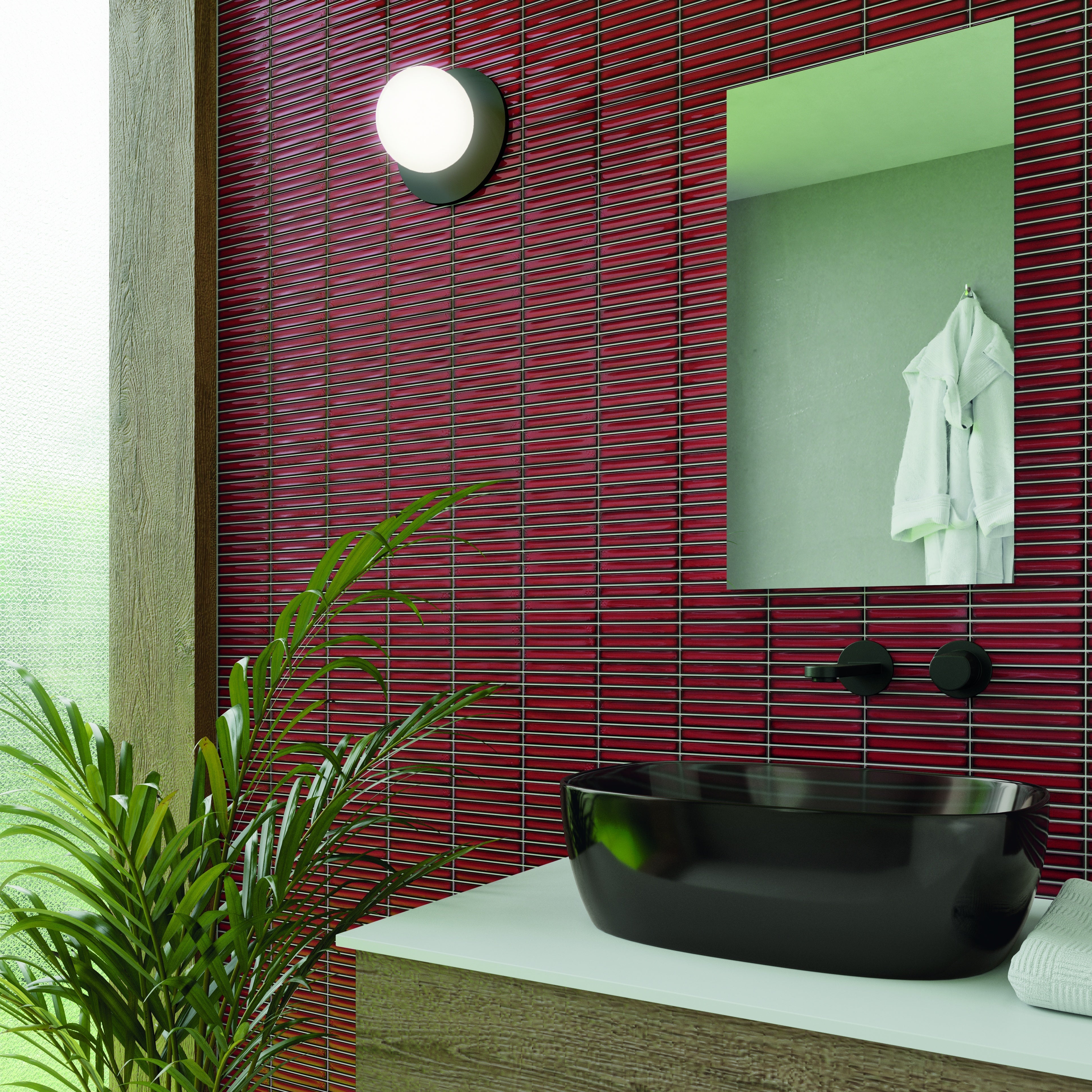 OSAKA BARS: Red Straight Stack Mosaic (5"x10"x10.5-mm | glossy)
