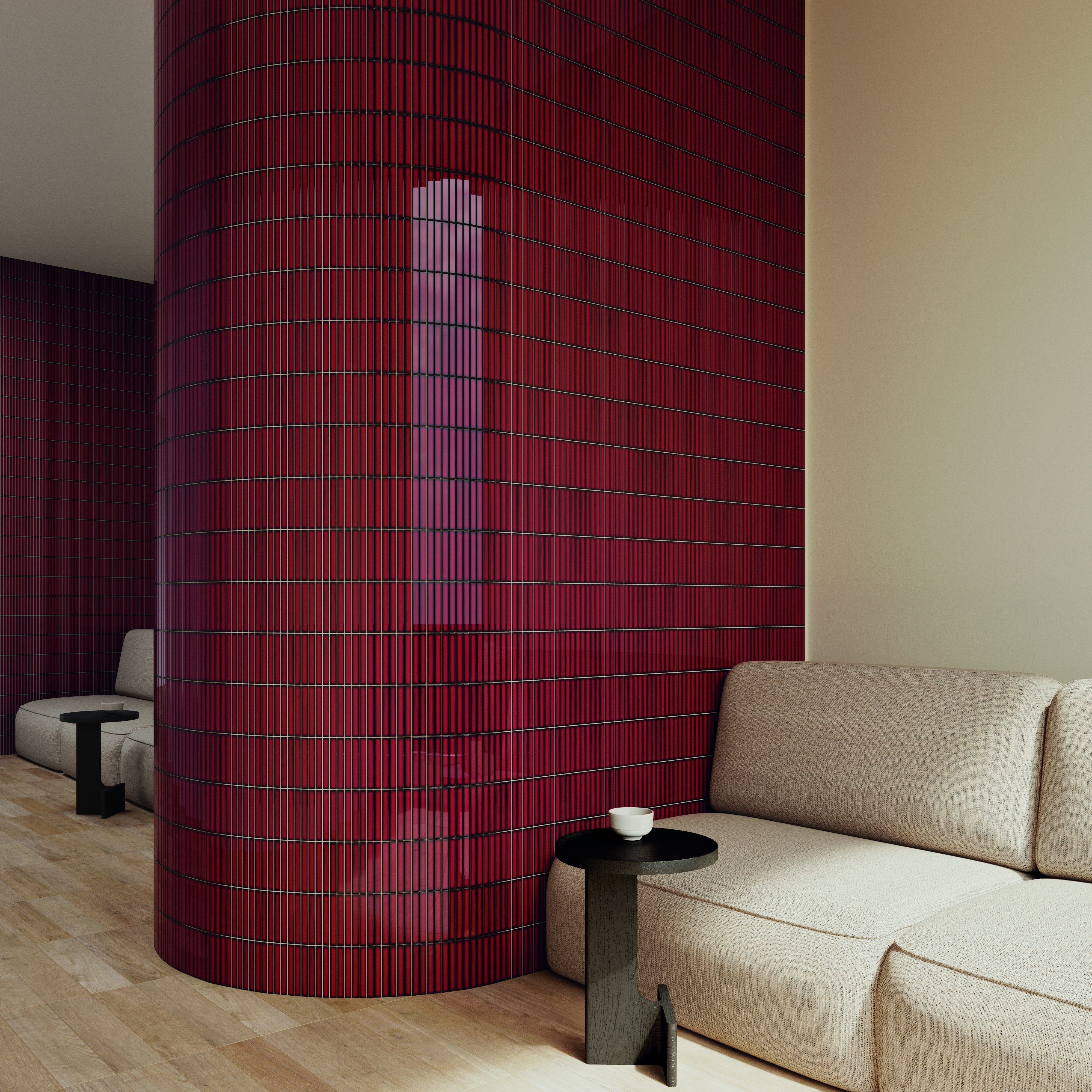 OSAKA BARS: Red Straight Stack Mosaic (5"x10"x10.5-mm | glossy)