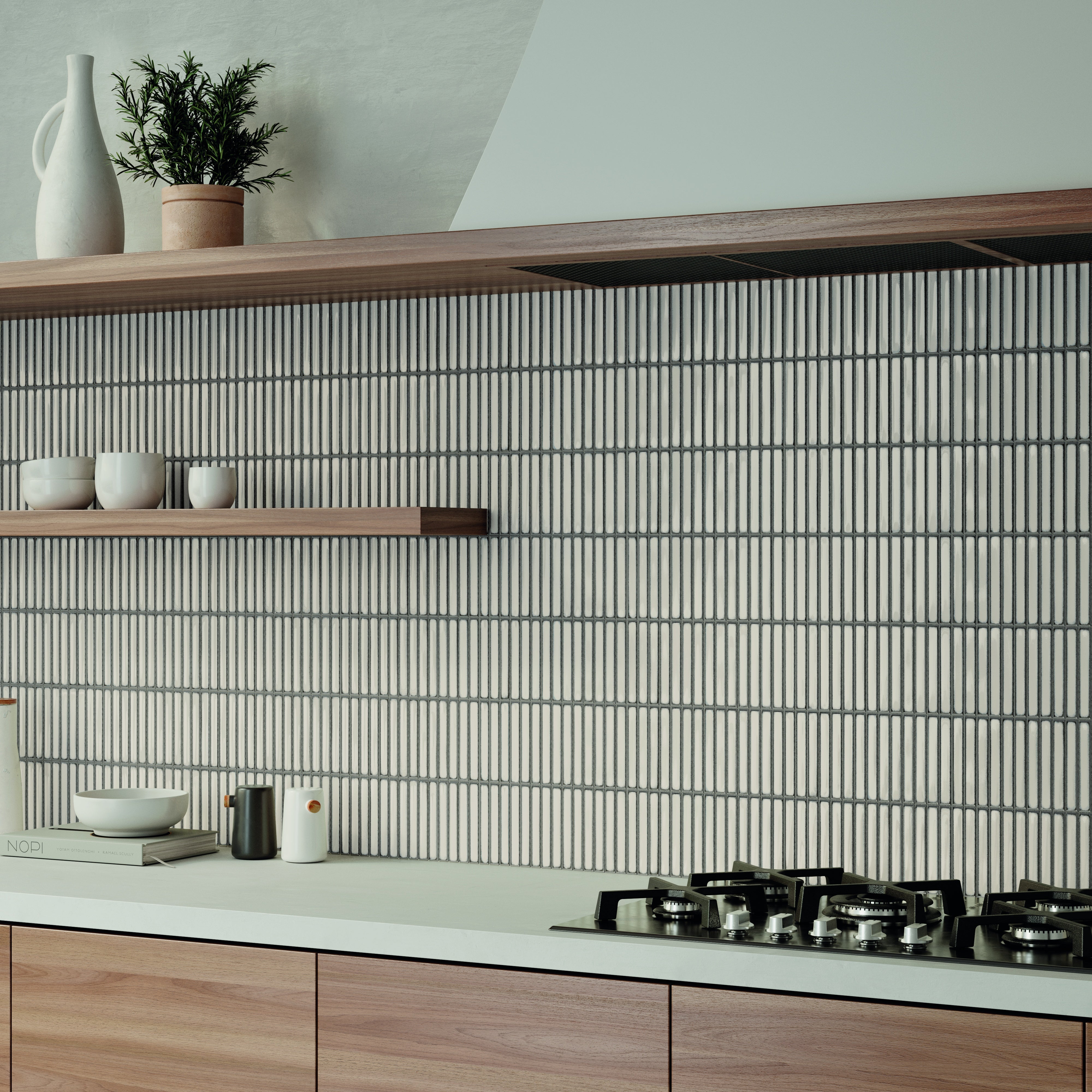 OSAKA BARS: White Straight Stack Mosaic (5"x10"x10.5-mm | glossy)